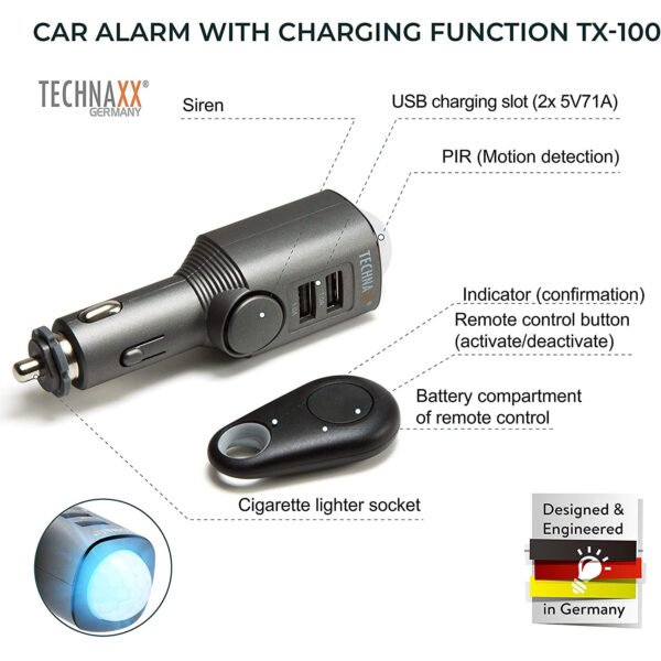 Technaxx car Alarm with Charging Function TX-100 - obrazek 2